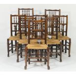 Harlequin set of eight North West spindle back dining chairs,