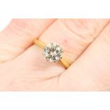 Diamond solitaire ring, the brilliant cut stone of approx. 1.