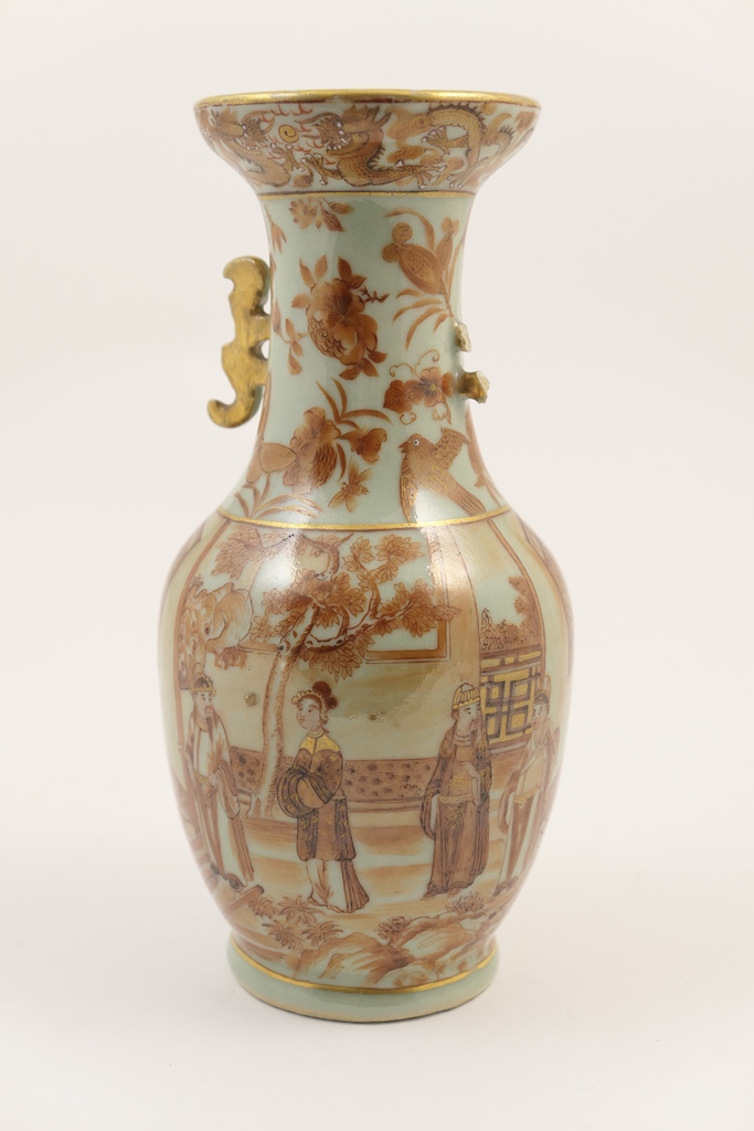 Cantonese celadon vase, late 19th Century,