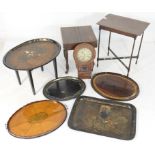 A mixed lot, comprising two inlaid wooden oval serving trays, one in satinwood,