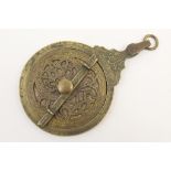 Persian engraved brass astrolabe, 19th Century,