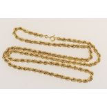 18ct gold rope twist necklace, length 60.5cm, weight approx. 21.