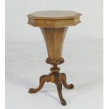 Victorian burr walnut and inlaid work table,