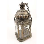 Dutch pressed metal hall lantern, late 19th Century,