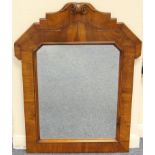 Walnut wall mirror, Continental, 19th Century,