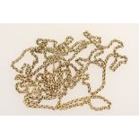 9ct gold guard chain, with spring clip, length 142cm, weight approx. 14.