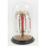 Victorian red and white overlay glass lustre,