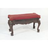 Late Victorian carved mahogany duet music stool,