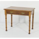 George V oak side table (circa 1910-36), fitted with a single long drawer with brass handles,