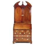 George III mahogany bureau bookcase, circa 1770,