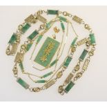 Chinese jadeite and gold plated necklace,