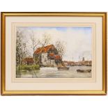 Jan Van Couver (Dutch, 1836-1909), 'The Old Watermill, near Edam, Holland', watercolour, signed,