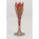 Bohemian ruby and white overlay glass vase, circa 1870,