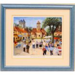 Margaret Loxton (Contemporary), Four limited edition coloured prints 'Market Place, Terrasson',