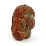 Roman carved cornelian head of a bearded man, circa 1st Century A.D.