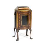 French tole peinte warming cabinet, painted throughout in faux marquetry,