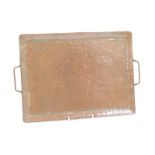 John Pearson hammered copper serving tray, rectangular form, stamped with initials, 40cm x 29.