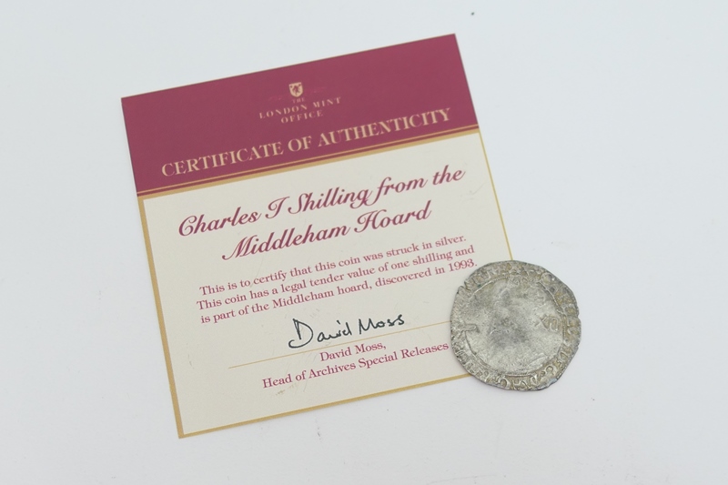 Charles I silver shilling from the Middleham Hoard.