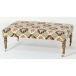 Victorian style oak and gross point needlework upholstered companion stool,