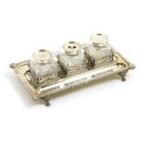 Queen Elizabeth II silver inkstand, London 1989,