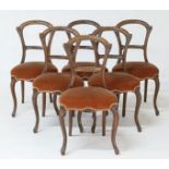 Set of six Victorian walnut balloon back dining chairs, circa 1875,
