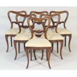 Set of six Victorian mahogany kidney back dining chairs,