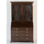 Late George III mahogany bureau bookcase, circa 1800,