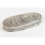 French silver snuff box, 19th Century, Chester import marks for 1901, oval form,