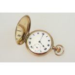 Swiss Record gold plated hunter pocket watch, circa 1910-25, the case engraved with a monogram,