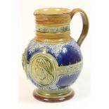 Doulton Lambeth Queen Victoria's Diamond Jubilee commemorative jug, circa 1897, impressed marks,