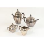 Secessionist silver plated four piece tea service, comprising teapot, hot water jug,