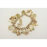 9ct gold curb link charm bracelet,