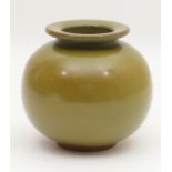 Bing & Grondahl globular vase, decorated with an even brown glaze,