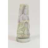 Chinese carved pale celadon and lavender jade figure of Guanyin, 19th or 20th Century, 11.