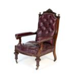 Early Victorian mahogany and upholstered club armchair, circa 1850-70,