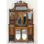 Late Victorian rosewood and inlaid salon cabinet,