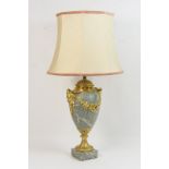 French gilt ormolu and grey marble pedestal table lamp,