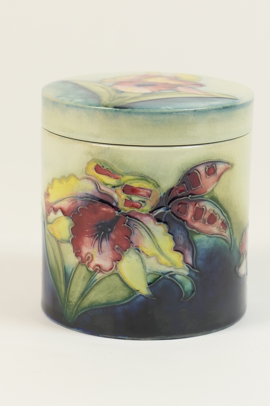 William Moorcroft Iris jar and cover,