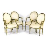 Set of four Maltese parcel gilt cameo armchairs, 19th Century,
