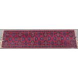 Turkish style red woollen runner,