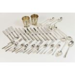 Swedish silver cutlery comprising ten dessert spoons, eight dessert forks, ten teaspoons,