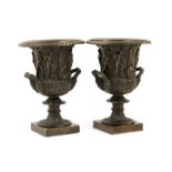 Pair of bronze campagna urns, 19th/20th Century,