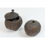 Two Brazil nut cases, one formed as a box, 12cm,