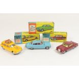 Three Corgi cars - Mercedes Benz 220 Coupe (230), Jaguar Mk X (238) and a Citroen Safari (436),