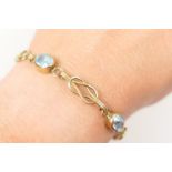 9ct gold and aquamarine bracelet,