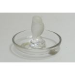 Lalique Rapace cendrier, moulded in clear and frosted glass, marked 'Lalique France',