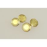 Pair of George V 18ct gold chain cufflinks, Birmingham 1929, of un-engraved octagonal form,