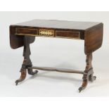 Regency rosewood and brass inlaid sofa table, circa 1815-25,