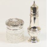 Modern silver sugar castor, Birmingham 2000, plain baluster form, 19.