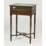 Victorian mahogany collector's display table, circa 1830-40, hinged glazed top,